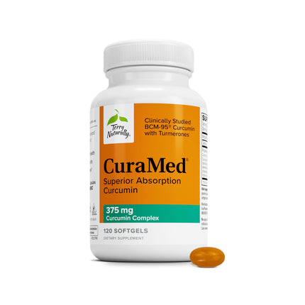 Terry Naturally CuraMed 375mg - Antioxidant Supplement for Brain & Immune Health Support - Dietary Supplement with Curcumin & Turmeric Essential Oil - Herbal Liver Support - 120 Softgels