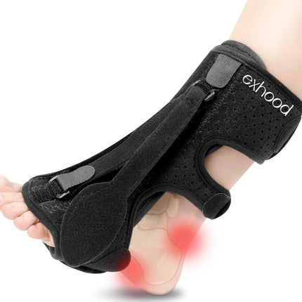 exhood Upgraded Plantar Fasciitis Night Splint, 3 Adjustable Straps Plantar Fasciitis Relief Braces for Achilles Tendonitis, Foot Drop & Heel Spur Pain Relief Day & Night (Black)