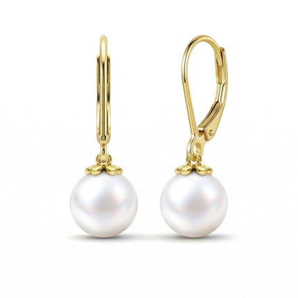 LOIPURI Genuine Freshwater Pearl Drop Earrings for Women 14K Gold Plated