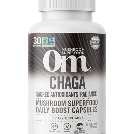 Om Mushroom Superfood Chaga Mushroom Capsules Supplement, Sacred Antioxidants & Immune Support, 90 Count, 30 Days