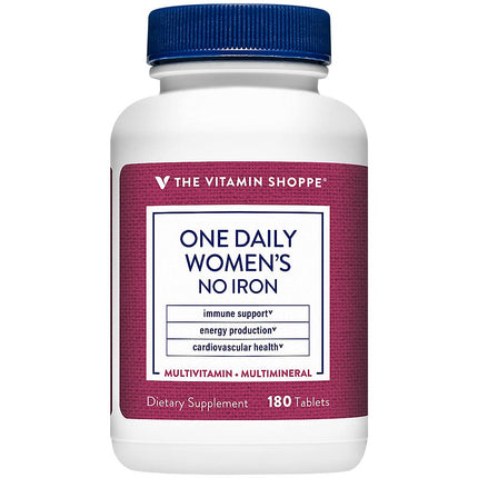 The Vitamin Shoppe Once Daily Women's Multivitamin with No Iron | 2,000IU Vitamin D3, Multi-Mineral Supplement | Supports Energy Production, Cardiovascular, Immune Health (180 Tablets)