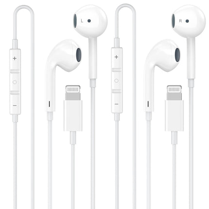 [Apple MFi Certified] 2 Pack for iPhone Headphones Wired Earbuds/Earphones with Built-in Microphone & Volume Control HiFi Stereo Nosie Reduction for iPhone 14 13 12 11 Pro Max XS XR X 8, Plug and Play