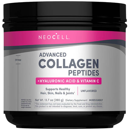 NeoCell Super Collagen Peptides | 13.7 oz | Grassfed Bovine | With Hyaluronic Acid and Vitamin C | Non-GMO, Gluten & Soy Free Supplement