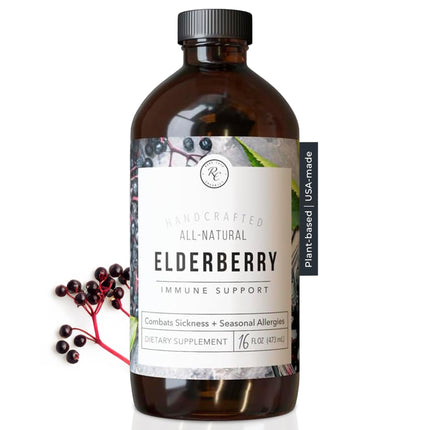 Rowe Casa Organics Elderberry with Antioxidants, Zinc, and Vitamin C for Kids and Adults – Organic Elderberry Syrup for Daily Wellness – Year-Round Formula – 16 Fl Oz