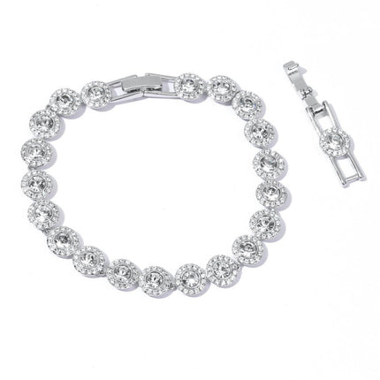 ZOEY Angelic Tennis Bracelet - 18K White Gold Plated 7.3-8.3in, 8mm (1/3 inch) Wide with Detachable Extender, Adjustable Women's Jewelry