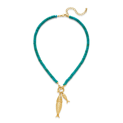 FAUTHENTICUTE Chunky Gold Fish Pendant Necklace for Women