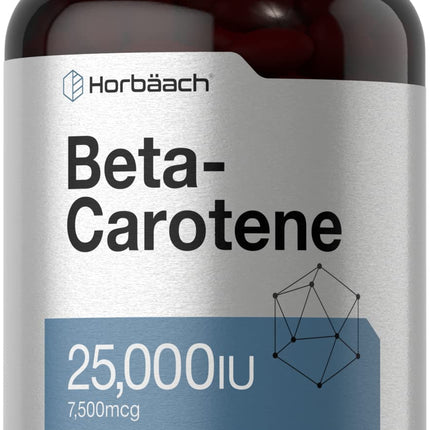 Horbäach Beta Carotene Supplement | 25000 IU Softgels | 7,500 mcg | Vitamin A | 400 Count | Non-GMO and Gluten Free Formula