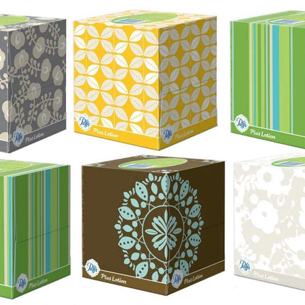 Puffs Plus Lotion Facial Tissues, Cube, 6 Boxes (56 Count Each)