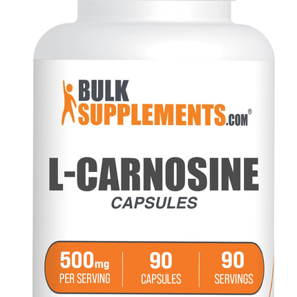 BulkSupplements.com L-Carnosine Capsules - Carnosine Supplement, Antioxidants Supplement, Carnosine 500mg - Gluten Free, 1 Capsule per Serving, 90 Capsules (Pack of 1)