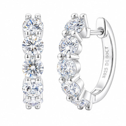 Moissanite Hoop Earrings S925 Sterling Silver Huggie Earring for Women Men