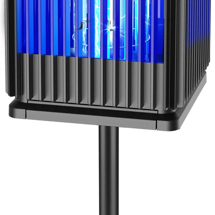 Solar Bug Zapper Outdoor, Solar Mosquito Zapper Outdoor with Ground Bracket, Cordless Waterproof Fly Zapper with Illuminated Light, 5000mAh Rechargeable Mosquito Killer