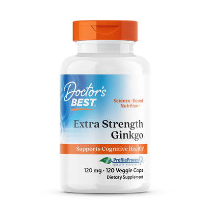 Doctor's Best Extra Strength Ginkgo Biloba Capsules 120 mg - Brain Supplement for Memory and Focus Support, Herbal Cognitive Health Support- 120 Veg Caps (Pack of 2)