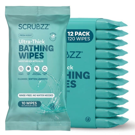 Extra Large Bath Wipes for Adults No Rinse - 120 Disposable Body Cleansing Cloths for Men, Women & Elderly - Great for Gym, Camping, Post Surgery