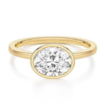 EAMTI 3CT Engagement Rings for Women Oval Cut CZ Solitaire Promise Wedding Bands Travel Bezel East West Ring 14K Gold Plated Size 7