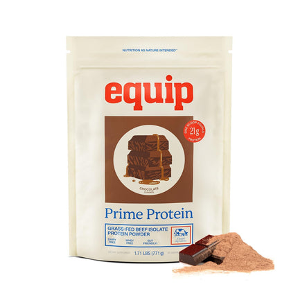 Equip Foods Prime Protein Powder | Clean Grass Fed Beef Protein Powder | Keto Friendly Carnivore Protein Isolate | Gluten & Dairy Free | Helps Build & Repair Tissue | 30 Servings, Chocolate (No Sugar)