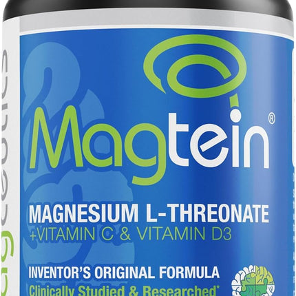 Magtein - Magnesium L-Threonate Supplement, Memory, Focus, Sleep & Brain Health Formula for Men & Women, Cognitive Support for Adults, Clinically Researched - 60 Veg Capsules