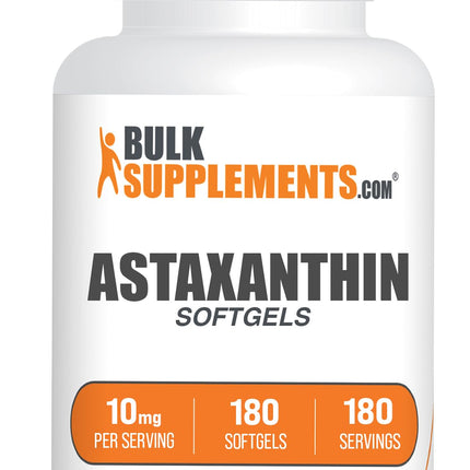 BulkSupplements.com Astaxanthin Softgels - Astaxanthin Supplements, Antioxidant Source - Gluten Free, 1 Softgel per Serving (10mg), 180 Count (Pack of 1)