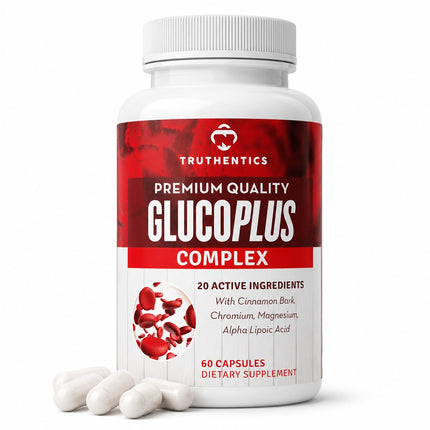 Truthentics GlucoPlus Metabolic Support, Cinnamon, Chromium, Gymnema, 60ct