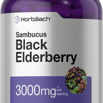 Horbäach Black Elderberry | 300 Capsules | Sambucus Supplement | Non-GMO & Gluten Free