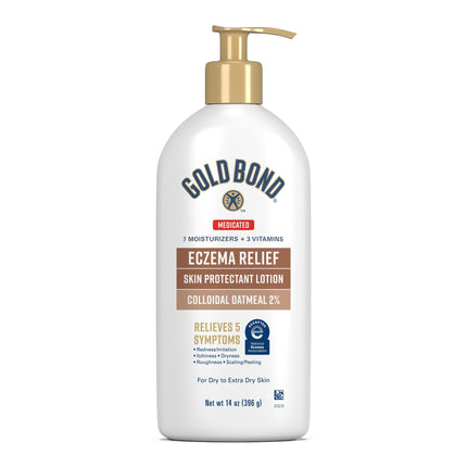 Gold Bond Medicated Eczema Relief Skin Protectant Lotion, 14 oz Lotion With 2% Colloidal Oatmeal