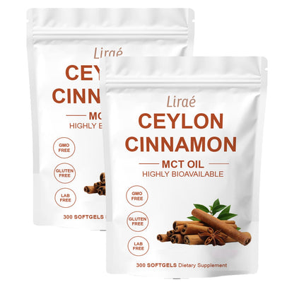 LIRAE Ceylon Cinnamon Ceylon Cinnamon Soft Gels Equivalent with Mct Oil, Highly Bioavailable Herbal Extract | Non-GMO, Gluten Free | 300 Softgel (2)