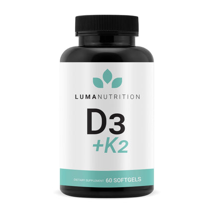 Luma Nutrition D3 + K2 Vitamin 10000 IU - Bone and Heart Health Supplement - Max Strength Immune Support and Calcium Absorption - 60 Softgels