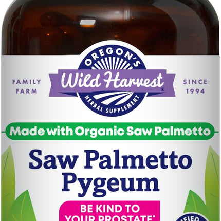Oregon's Wild Harvest Organic Saw Palmetto Pygeum Herbal Supplement in Vegan Capsules - 90 Count