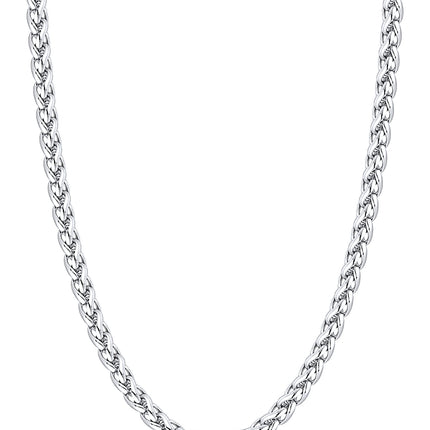 Jewlpire Silver Chain for Men, 4mm Wheat Chain Necklace Stainless Steel Necklaces Chains for Men, Mens Necklaces 20 Inch