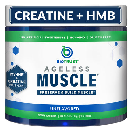 BioTrust Ageless Muscle Builder - Creatine HMB Powder with Vitamin D3 & Betaine - Build & Preserve Naturally Declining Muscle Mass & Strength - Unflavored, 30 Servings