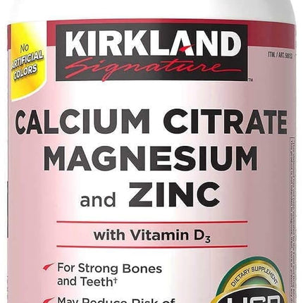 Kirkland Signature Calcium Citrate Magnesium and Zinc, 500 Tablets