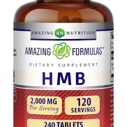 Amazing Formulas HMB 2000mg per Serving Tablets Supplement | Non-GMO | Gluten Free | Made in USA (240 Count)