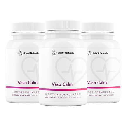 Bright Naturals Vaso Calm - Healthy Blood Balance Supplement - Features Fermented Garlic, Celery and Grape Seed Extract, Hibiscus, and Vitamin K2 - Made in the USA, 180 Capsules