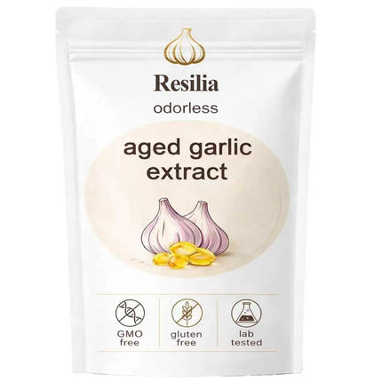 Ethris Resilia Aged odorless Garlic softgels, 24-Month Aged Garlic Extract, Non-GMO, Gluten-Free, No Additives, Daily Wellness Support，240 Count