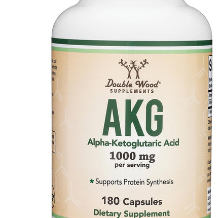 AKG Supplement (Alpha Ketoglutaric Acid) 1,000mg Per Serving (180 Capsules) Different and May Be More Effective Than AAKG (Recently Studied for Healthy Aging Properties) Gluten Free by Double Wood