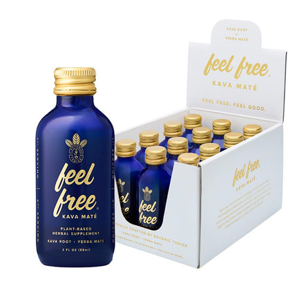 Botanic Tonics feel free Kava Mate - Natural Energy with Kava Root and Yerba Mate - Mood Boost & Sustained Energy - Improved Flavor - Pack of 12 (24 Servings)