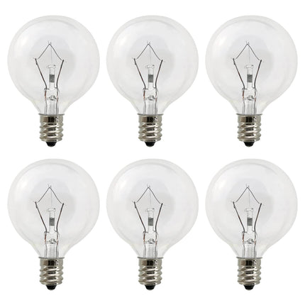 LinMiFo Wax Warmer Bulbs 6 Pack, G50 25 Watt Light Bulbs for Full Size Scentsy Warmers, E12 Base G16.5 Globe Clear scentsy Bulb for Candle Wax Warmer, Long Lifespan, 120 Volt