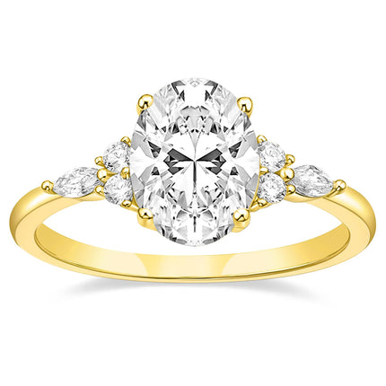 TIGRADE 3CT Engagement Ring Oval Cut Cubic Zirconia Marquise Round CZ Eternity Wedding Band for Women Size 3-12, Gold, Size 5