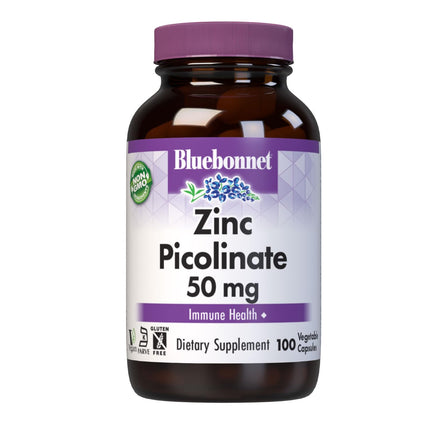 Bluebonnet Nutrition Zinc Picolinate 50 mg Vegetable Capsules, Best for Hormonal & Immune Health, Prostate Health, Skin, Vegan, Non GMO, Gluten Free, Soy Free, Milk Free, Kosher, 100 Vegetable Capsule