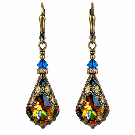 HisJewelsCreations Peacock Dangle Earrings adorned with Swarovski® Crystals