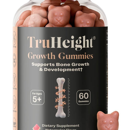 TruHeight Growth Gummies (Watermelon) Tall Nutrition for Natural Growth Supplement for Kids & Teens - Vitamin D, K, Calcium & Ashwagandha, Bone Strength Vitamins D3 K2, Picky Eater, Taller Ages 5+