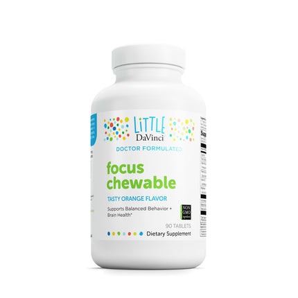 Little DaVinci Focus Chewable - Supplement to Support Behavior, Brain Health, and Immune Health for Kids* - With Vitamin B6, Folate, Vitamin B12, and More - Orange Flavor -Sugar-Free - 90 Tablets