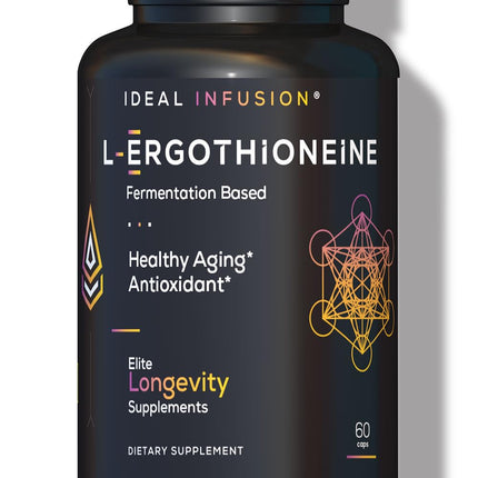 Ideal Infusion Fermentation Based L-Ergothioneine 30mg: Longevity Vitamin, Antioxidant, Anti-Aging, Heart & Brain Health, 60 Servings, Vegan