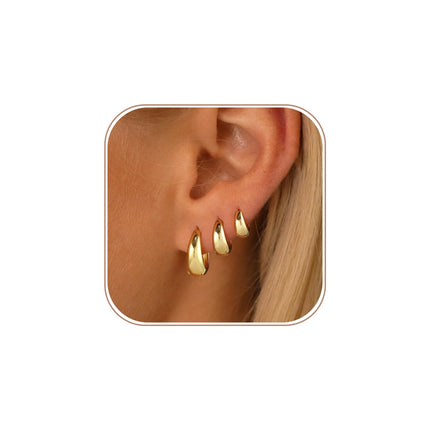 Tasiso Small Hoop Earrings for Women, Dainty 14K Gold Plated Huggie Hoop Earrings Lightweight Hypoallergenic Earring Set Cute Earrings Pack for Women Trendy Jewelry Gifts