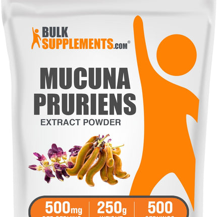 BulkSupplements.com Mucuna Pruriens Extract Powder - Mucuna Pruriens Supplements, Herbal Supplement - Vegan & Gluten Free, 500mg per Serving, 250g (8.8 oz) (Pack of 1)