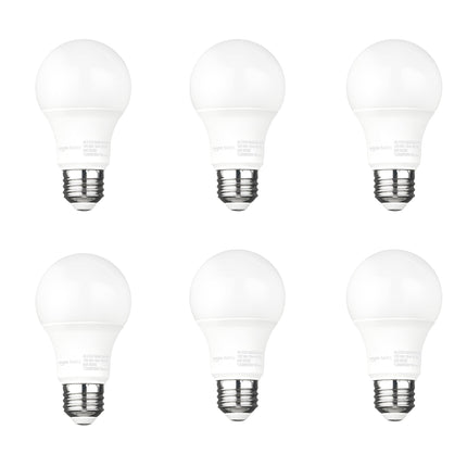 Amazon Basics A19 Dusk to Dawn Sensor LED Outdoor Light Bulb, 60W Equivalent, Energy-Efficient 9W, Soft White 2700K, E26 Base, 10,000 Hours, 6-Count
