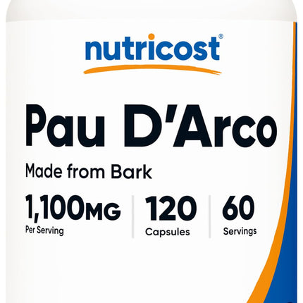 Nutricost PAU D'Arco Inner Bark 1100mg, 120 Vegetarian Capsules (60 Serv) - Non-GMO & Gluten Free