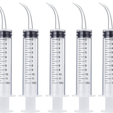 Wisdom Teeth Syringe, 5 Pack Irrigation Dental Syringes with Measure Scale & Curved Tip for Dental Care Liquid Oral Tonsil Stone