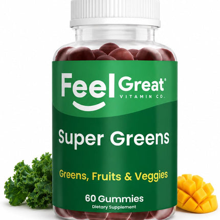 Super Greens Gummies - Green Superfoods Supplement with Spinach, Broccoli, Kale, Beet Root, Elderberry for Immunity Support - Fruit and Vegetable Supplement - Watermelon Flavor, 60 Gummies