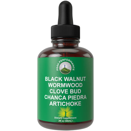 Wormwood Black Walnut Clove Cleanse for Humans. Elimination Detox + Intestinal Support Liquid Tincture Supplement for Adults and Kids. with Artichoke and Chanca Piedra for Additional Benefits