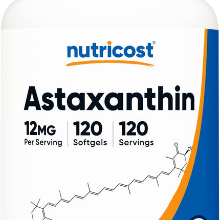 Nutricost Astaxanthin 12mg, Non-GMO and Gluten Free, 120 Softgels (4 Month Supply)